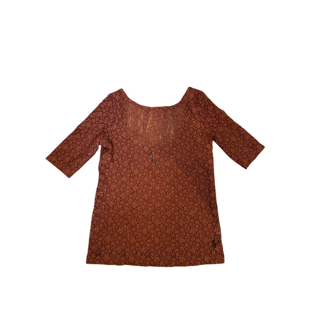 Gap Rust Lace Top - XS, Scoop Back, "Red" Vibes! (Flaws)